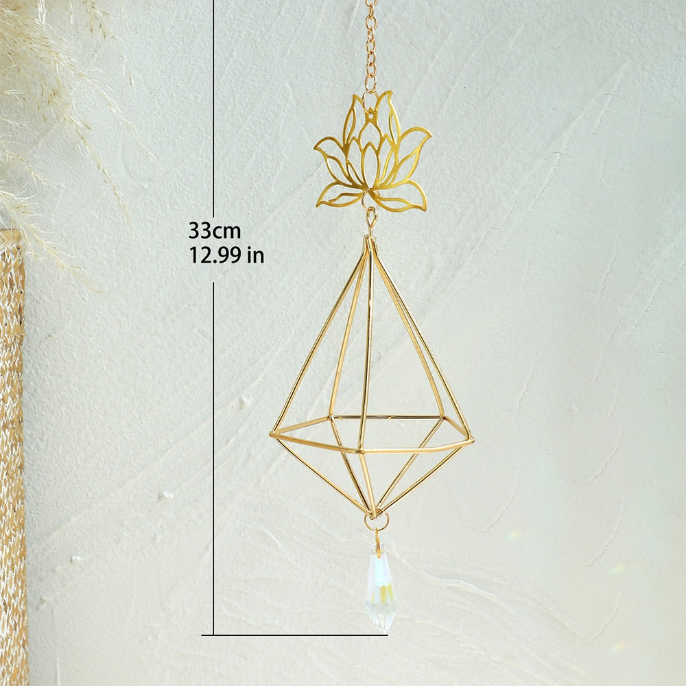 Air Plant Holder Lotus Planter Hanger with Crystal Chain