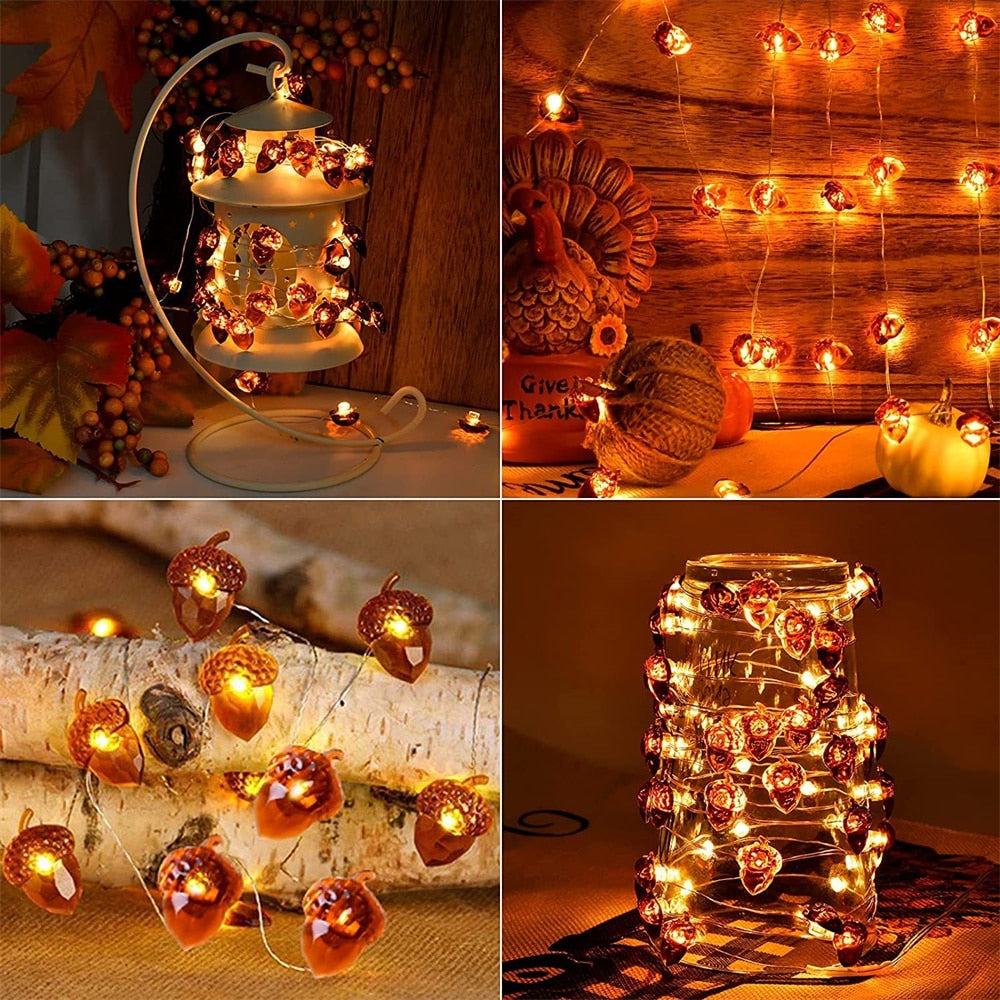 Acorn Fairy Light Twinkle Garlands 20 LED String Lights