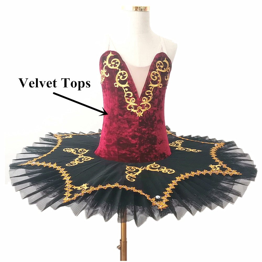 Velvety Top Embroidered Ballet Tutus Kids and Adult Ballerinas