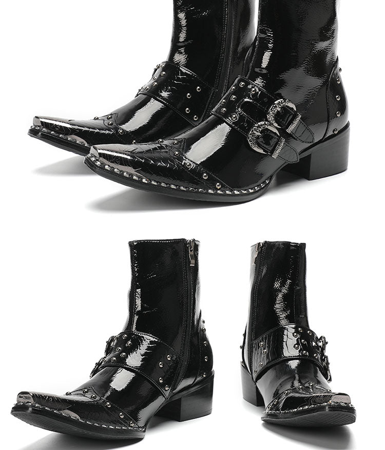 Max’s Genuine Leather, Buckle and Strap, Metal Tipped Western Boots