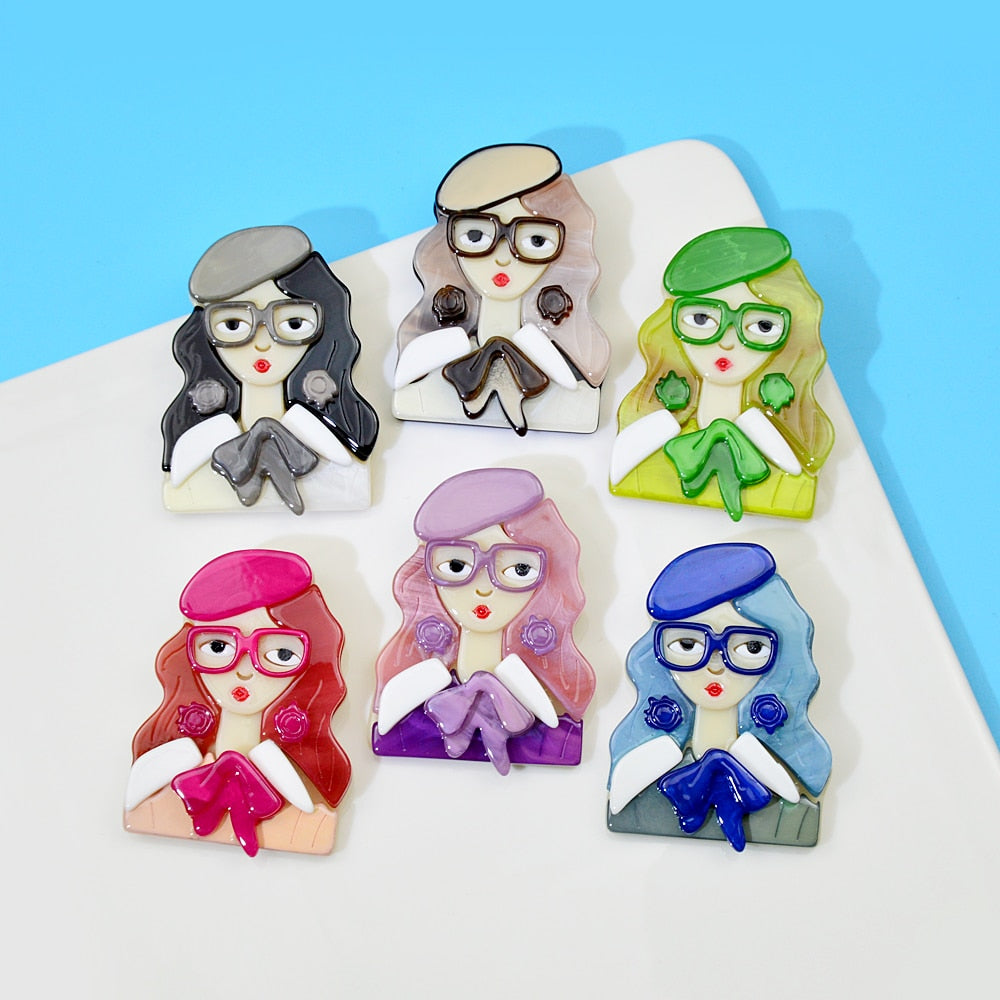 Woodland Fleur Acrylic Brooches 6 Colours Available