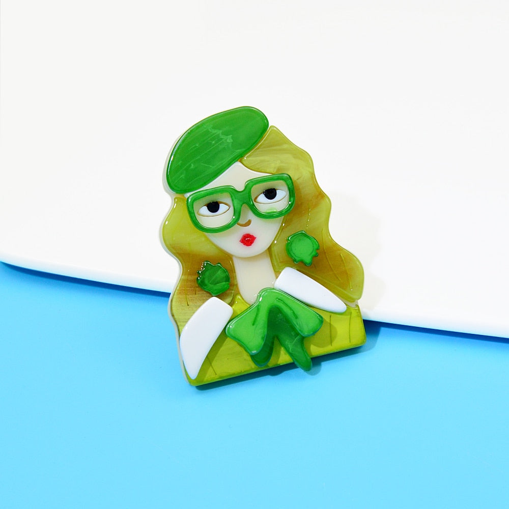 Woodland Fleur Acrylic Brooches 6 Colours Available