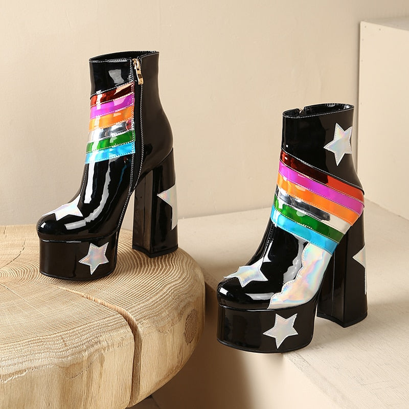 Blue Skies Star Super High Platform Short Boots
