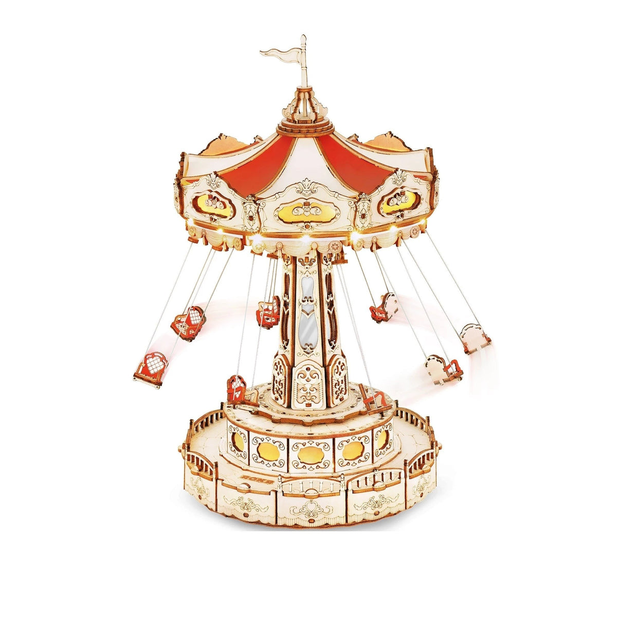 Swing Ride Music Box Amusement Park Series DIY 3D Wooden Model Kit Puzzle