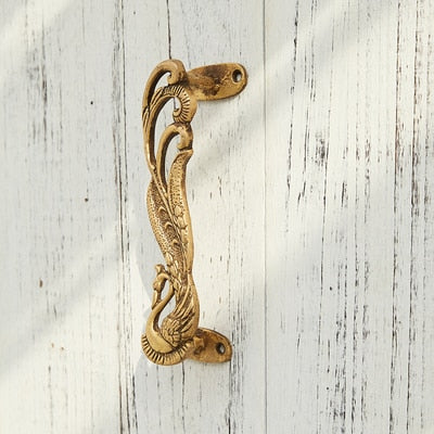 Peacock Handcrafted Brass Door Handle Pull