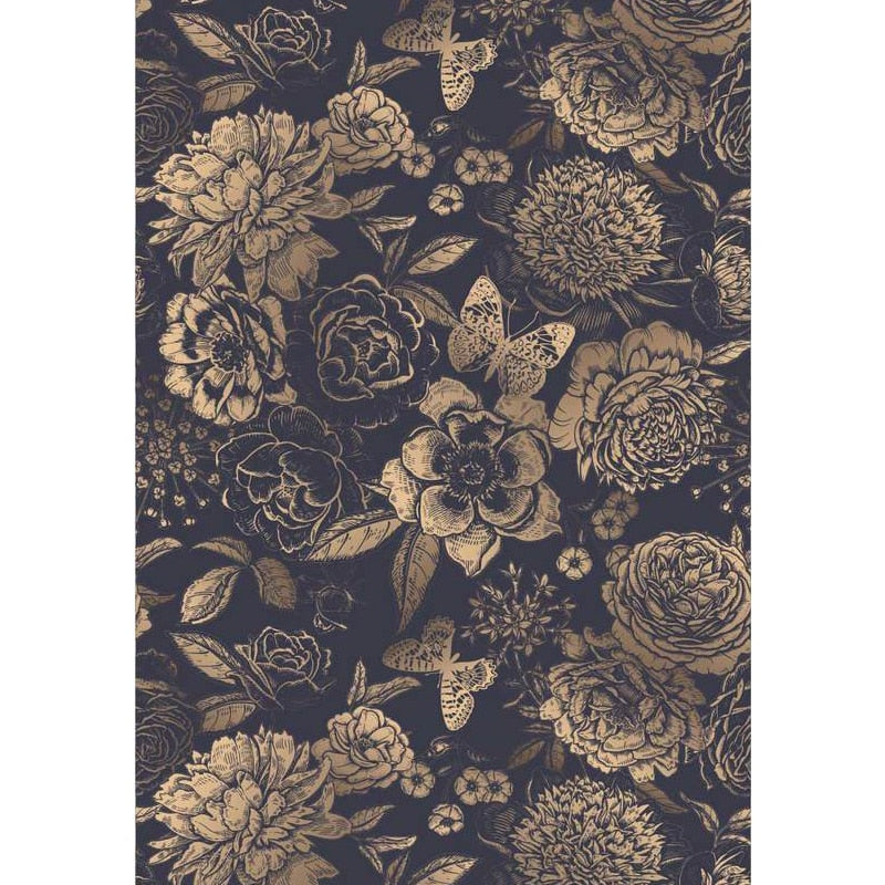 Ink Floral Self Adhesive Wallpaper Black Flower Removable Peel and Stick Wallpaper