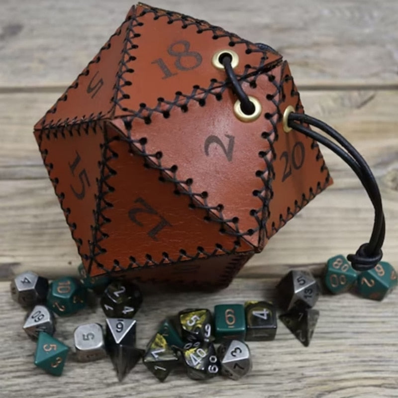 Luck Hoarder PU Leather Polygonal Drawstring Dice Bag