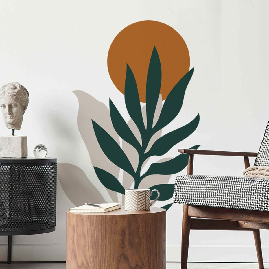 Boho Sun Leaf Mural Removable Peel and Stick Wall Decal Sticker