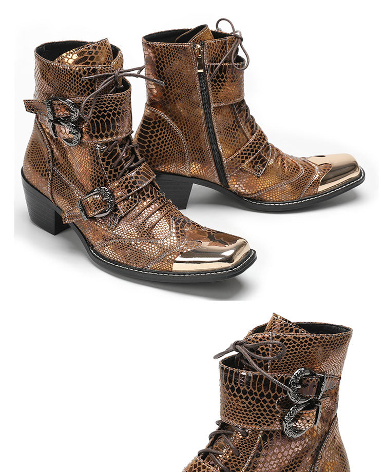 Max’s Genuine Leather, Buckle and Strap, Metal Tipped Western Boots