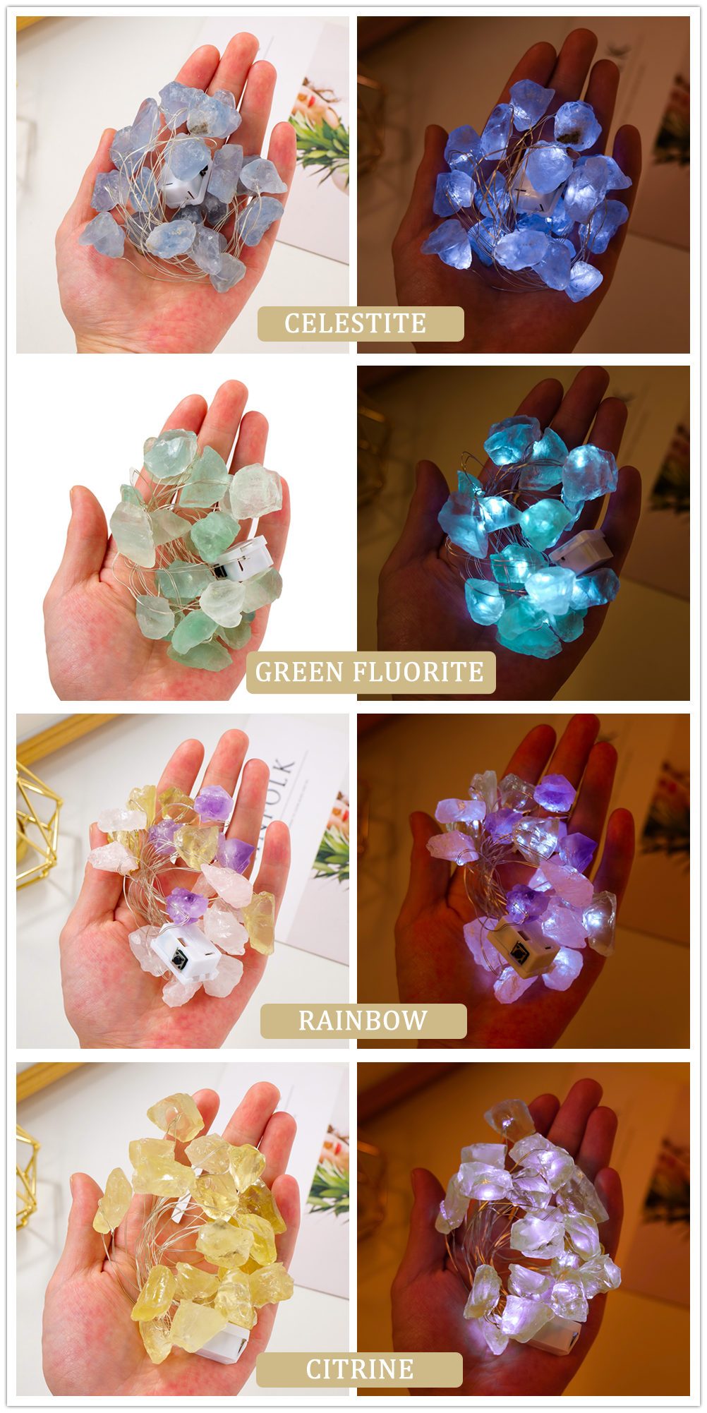 2M Natural Quartz Crystal Energy String Lights
