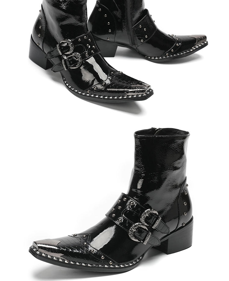 Max’s Genuine Leather, Buckle and Strap, Metal Tipped Western Boots