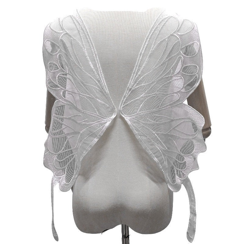1Pair Butterfly Wings Embroidered Large DIY Appliqué 65X23cm