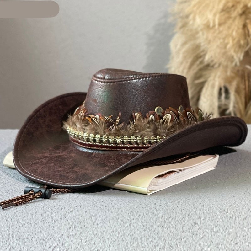 Western Cowperson Faux Leather Hat