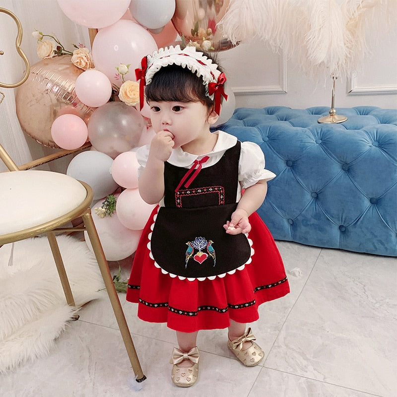 Baby Bavarian Dirndl Dress Children Oktoberfest Costumes German Baby Girl Heidi Costume