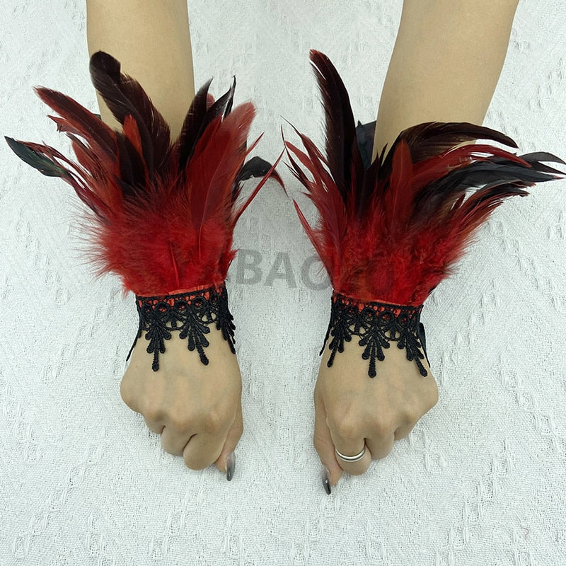Natural Feather Wrist Cuffs