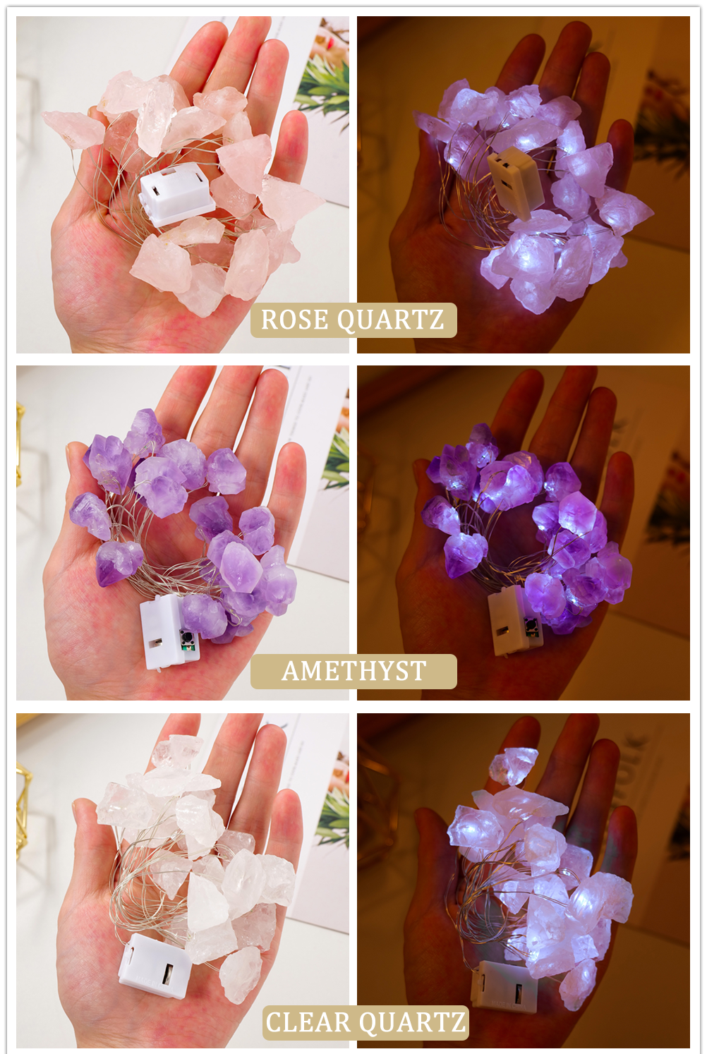2M Natural Quartz Crystal Energy String Lights