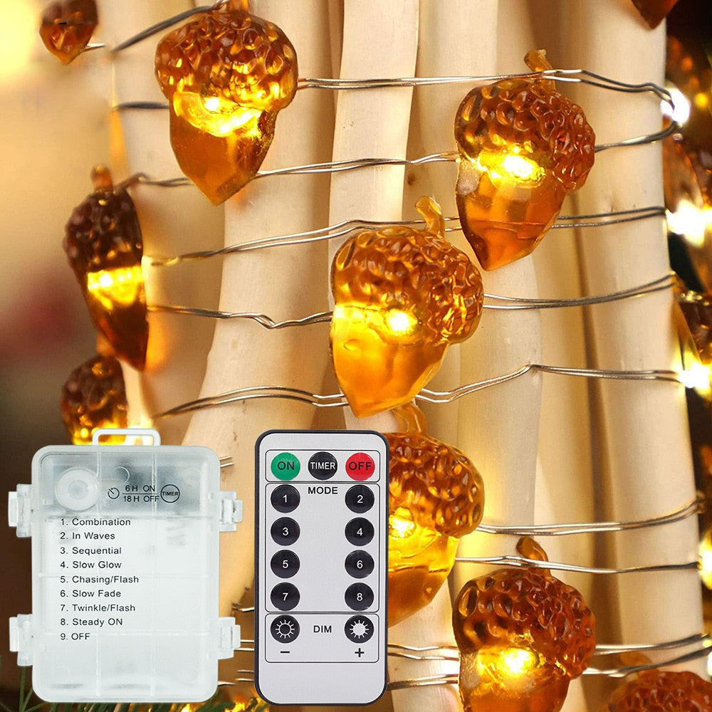 Acorn Fairy Light Twinkle Garlands 20 LED String Lights
