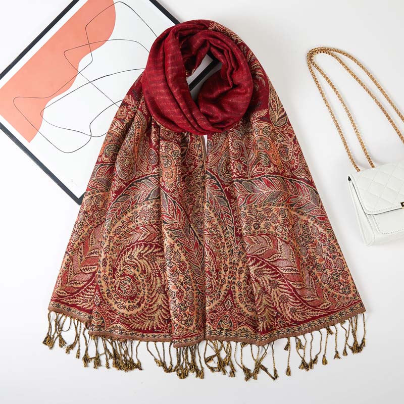 Pashmina Paisley Large Silk Scarf Wrap
