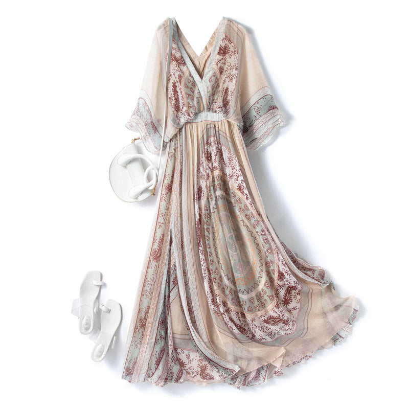 Mulberry Silk Summer Floral Dress