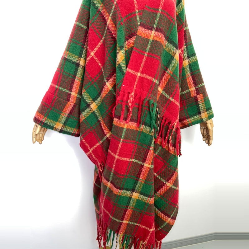 Cabin Dweller Tartan Thick Warm Free Size Long Kimono Robe Wrap