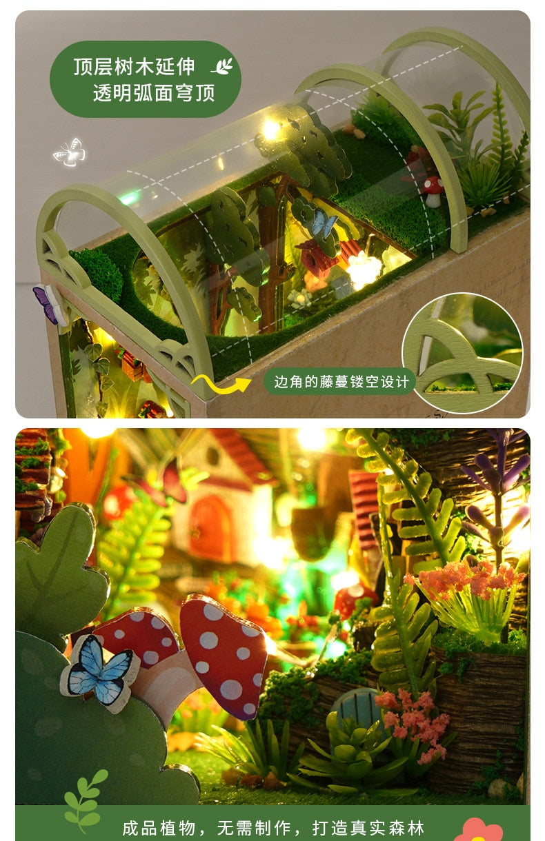 Firefly Forest DIY Kit Book Nook Dollhouse Model Wooden Miniature House with Furniture