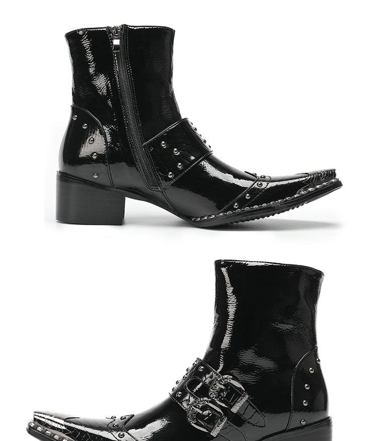 Max’s Genuine Leather, Buckle and Strap, Metal Tipped Western Boots