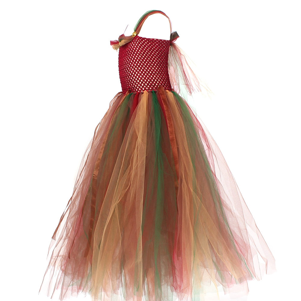 Woodland Fairy Princess Costume for Girls Fancy Tutu Dress with Wings