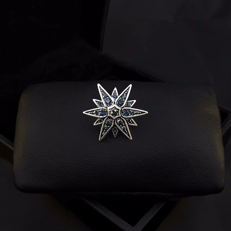 Vintage Green Crystal Star Brooches
