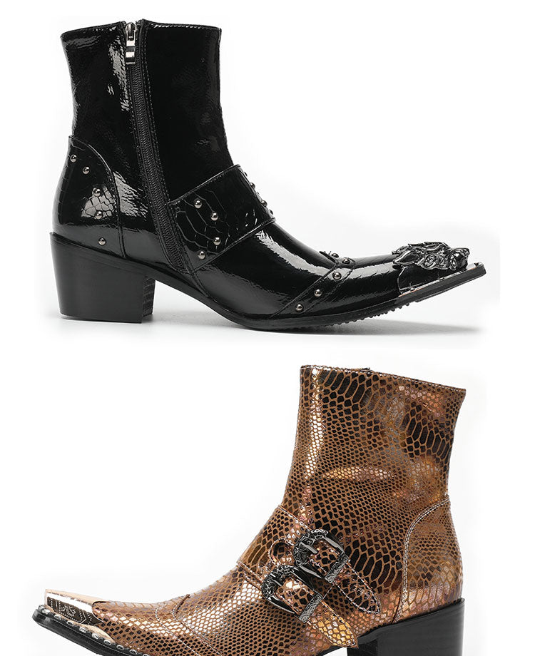 Max’s Genuine Leather, Buckle and Strap, Metal Tipped Western Boots