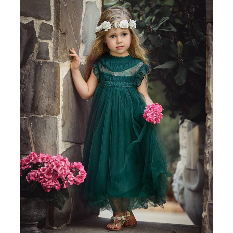 Girls Summer Flower Tulle Lace Dress Photoshoot Dress