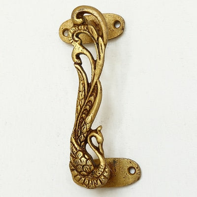 Peacock Handcrafted Brass Door Handle Pull