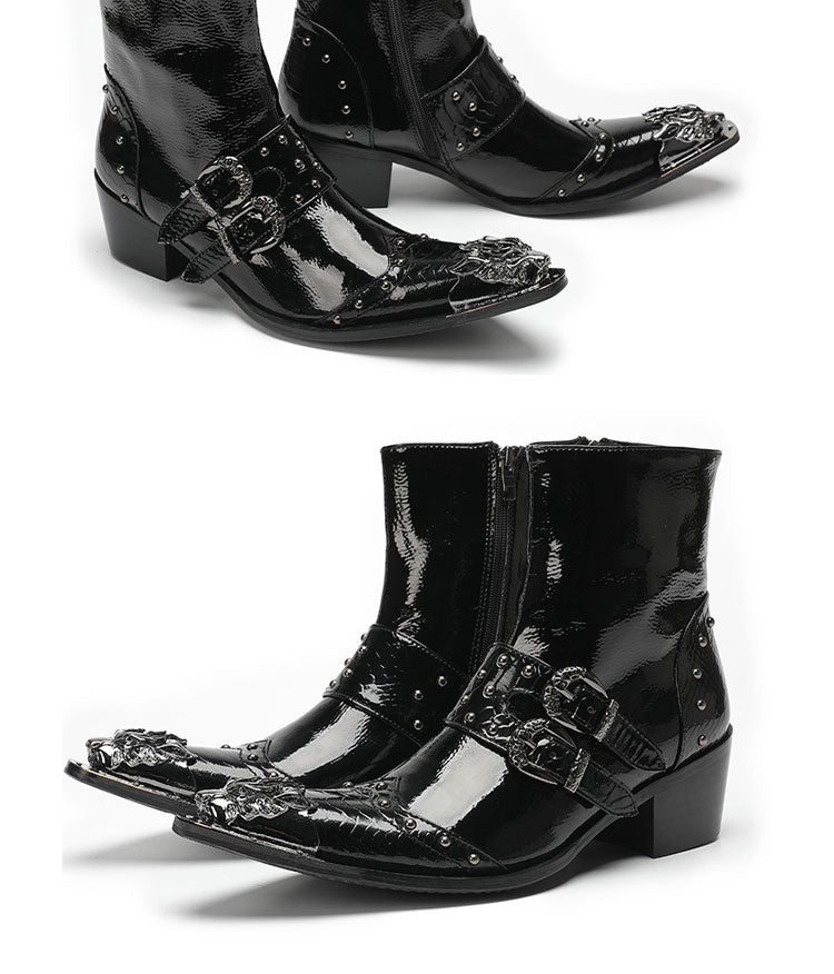 Max’s Genuine Leather, Buckle and Strap, Metal Tipped Western Boots