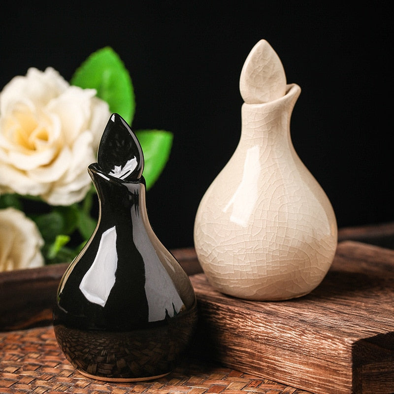 Leaf Cracked Glaze Essential Oil Pots 100ml Ceramic Aromatherapy Scented Home Decor Bottle