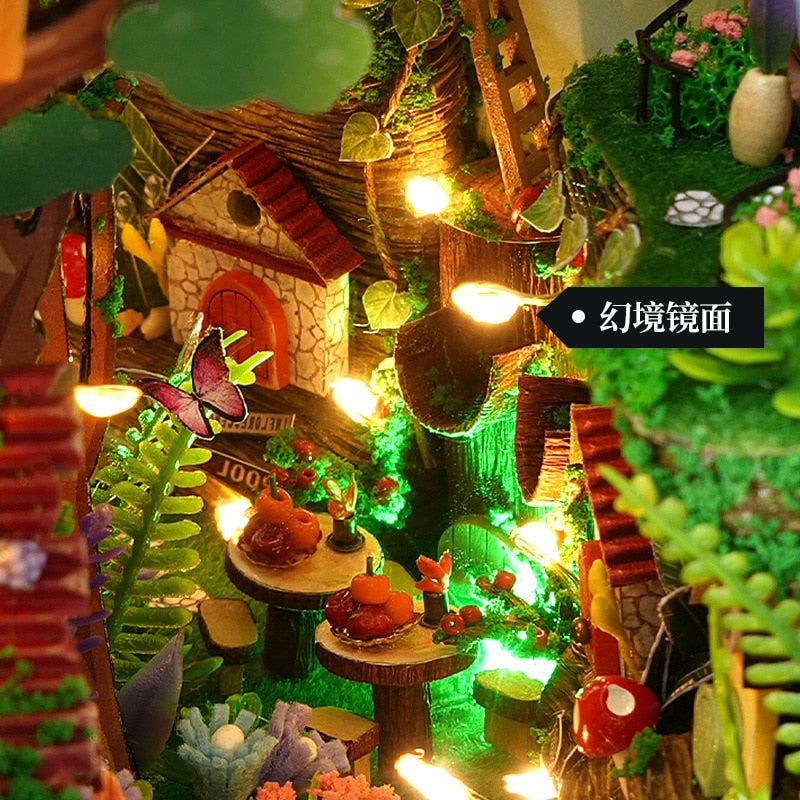 Firefly Forest DIY Kit Book Nook Dollhouse Model Wooden Miniature House with Furniture