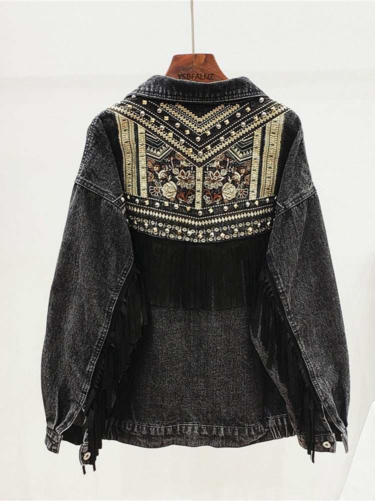 Florence Embroidered Tassel Denim Jacket
