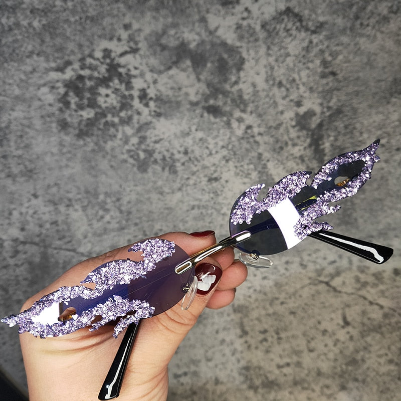 Dripping in Frosting Oval Rimless Rhinestone Sunglasses