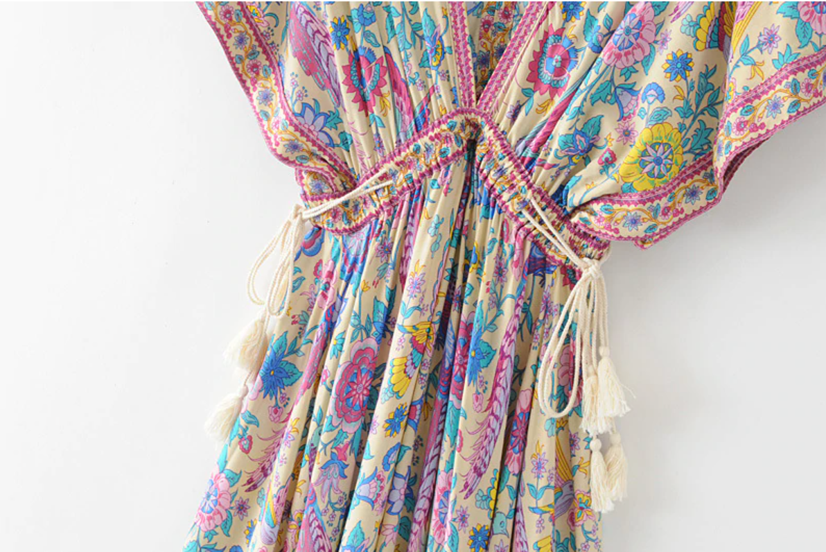 Peacock Print Summer Boho Dress Three Colours