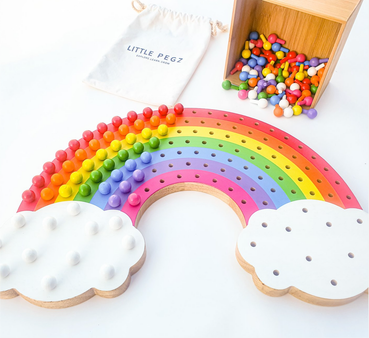 Little Pegs Rainbow Peg Boards | Australian Early Educational Toys - Woodland Gatherer