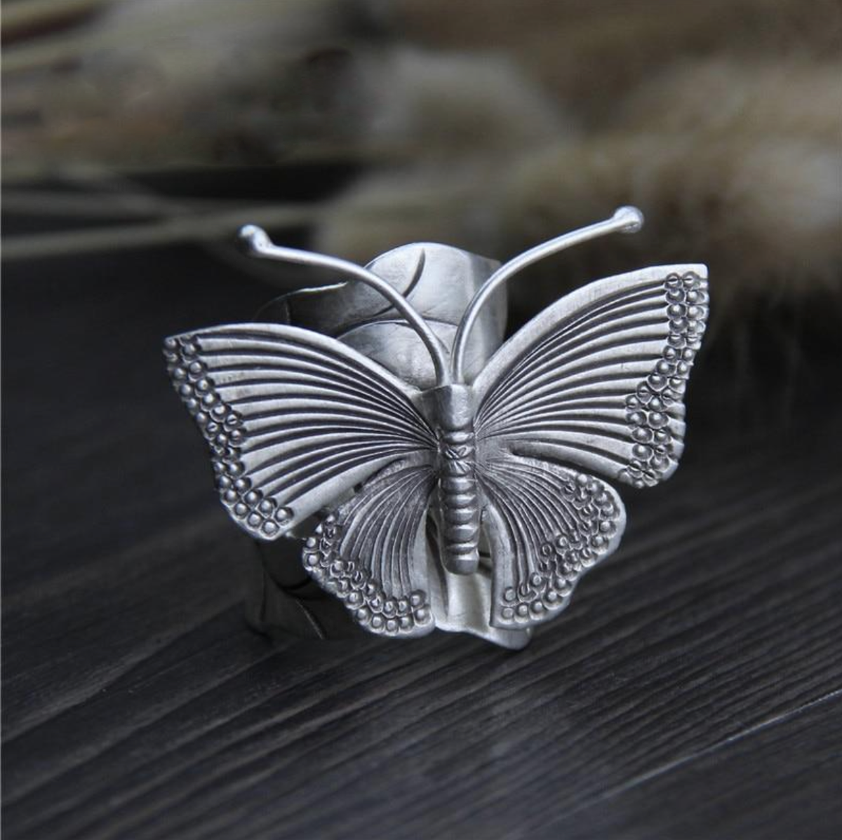 Large Butterfly Ring 925 Sterling Silver