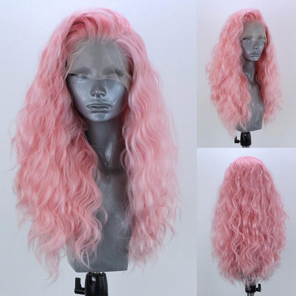 Ivy Long Curls Synthetic Hair Lace Front Wig (Green, Pink, Peach, Purple)