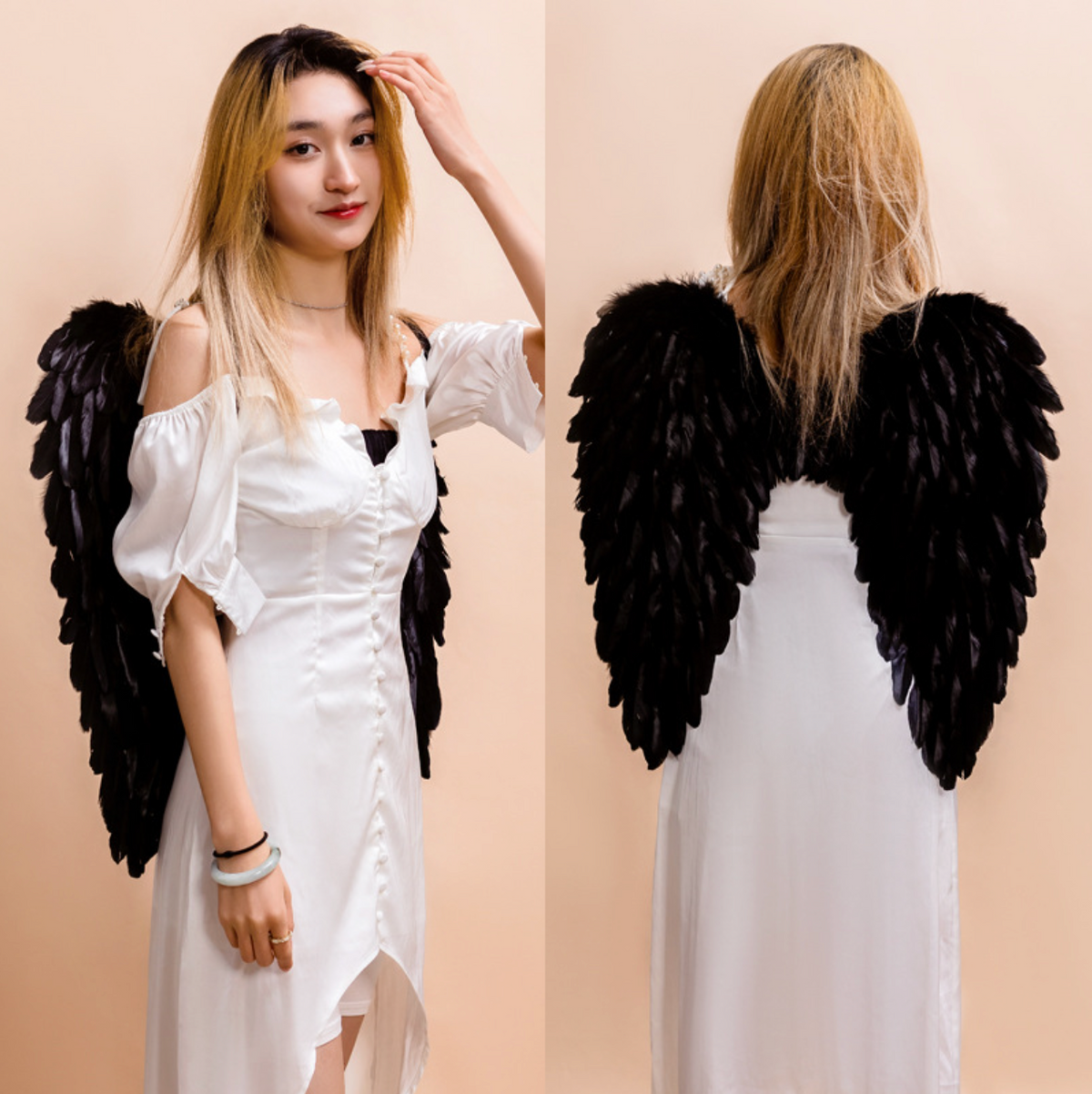 Black Red Pink or White Angel Feather Wings