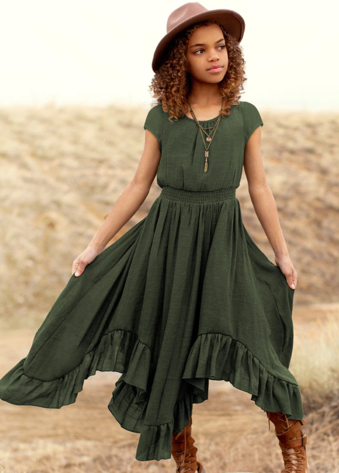 Girls Cotton Lace Boho Maxi Dresses 6-14y