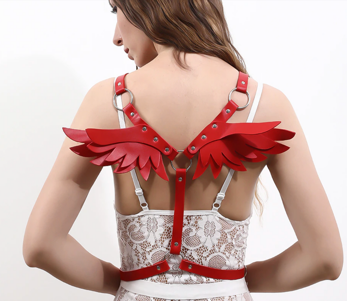 Angel Wing Leather Harness Cage Belts