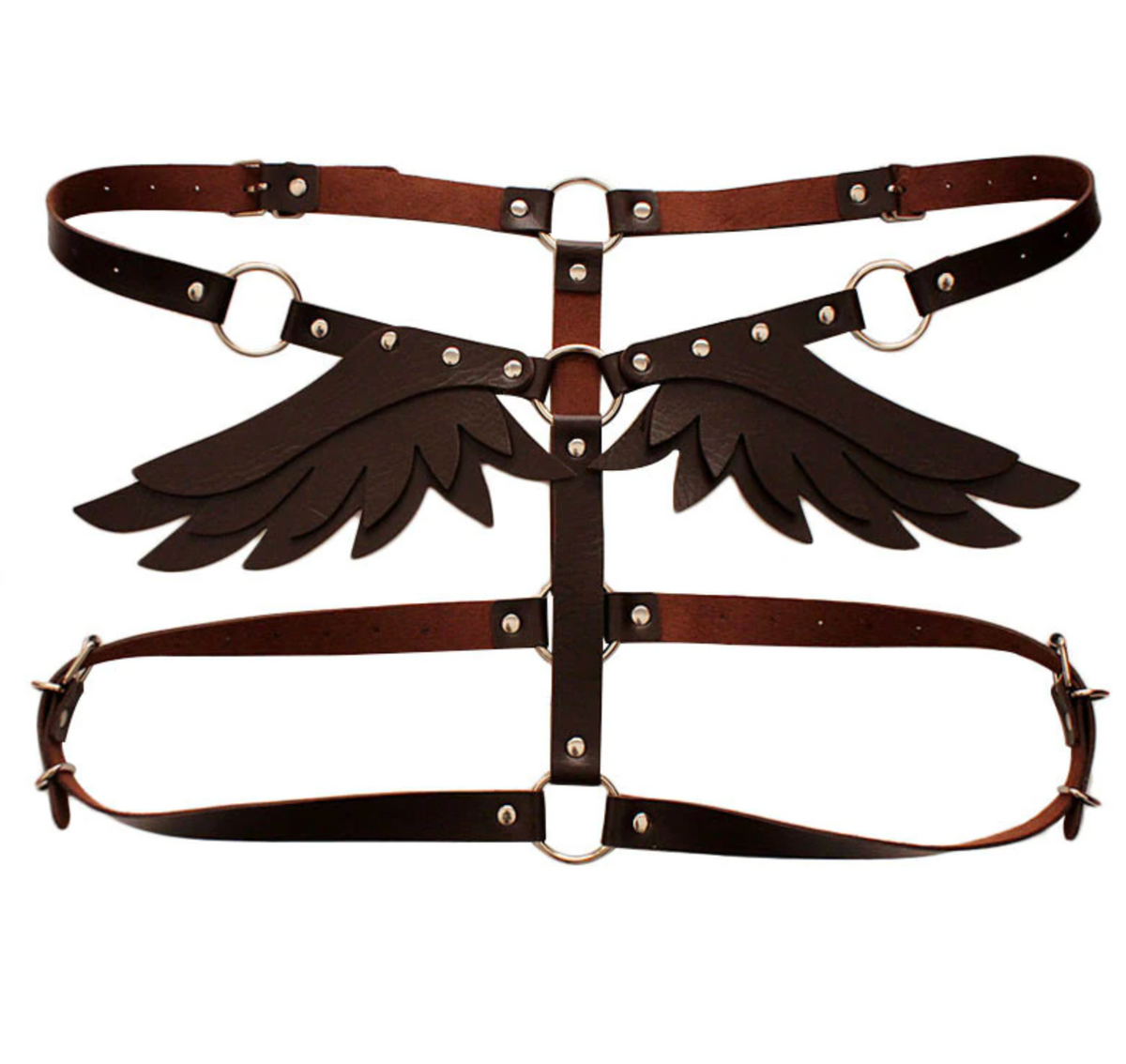 Angel Wing Leather Harness Cage Belts