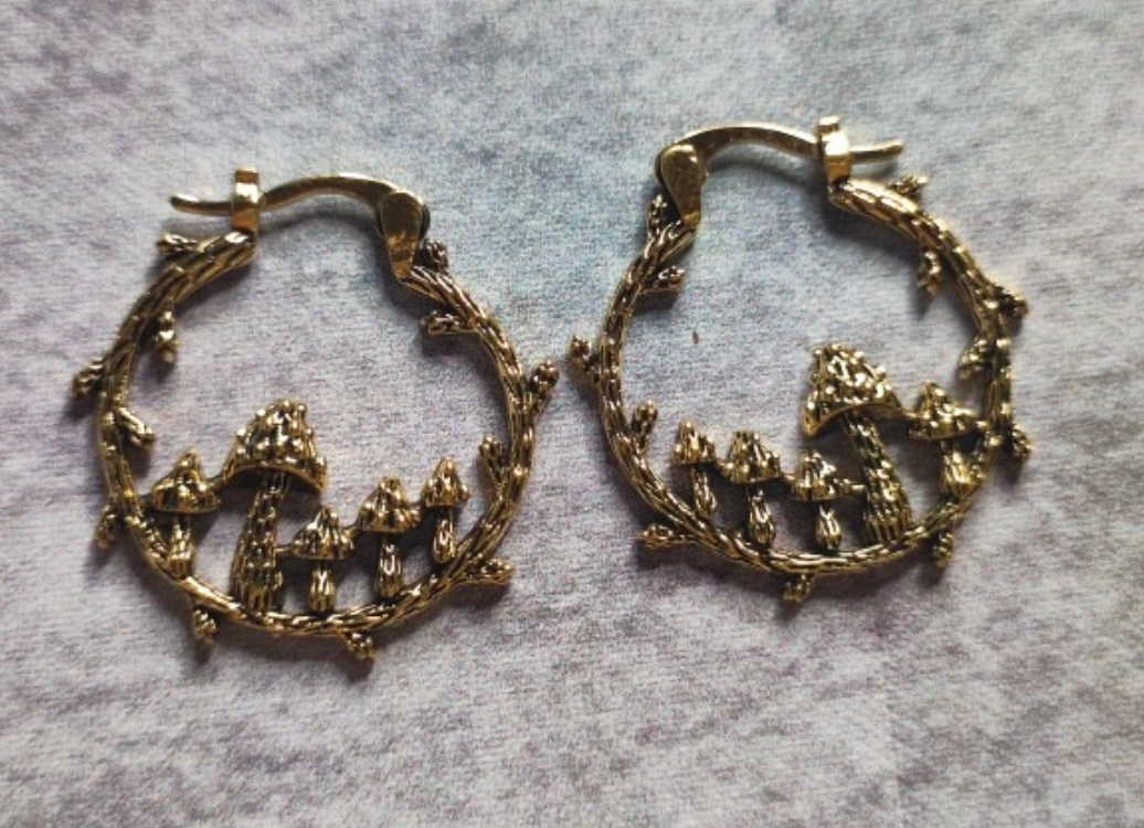 Mushroom Hoop Earrings