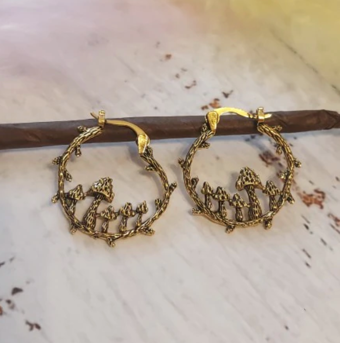 Mushroom Hoop Earrings