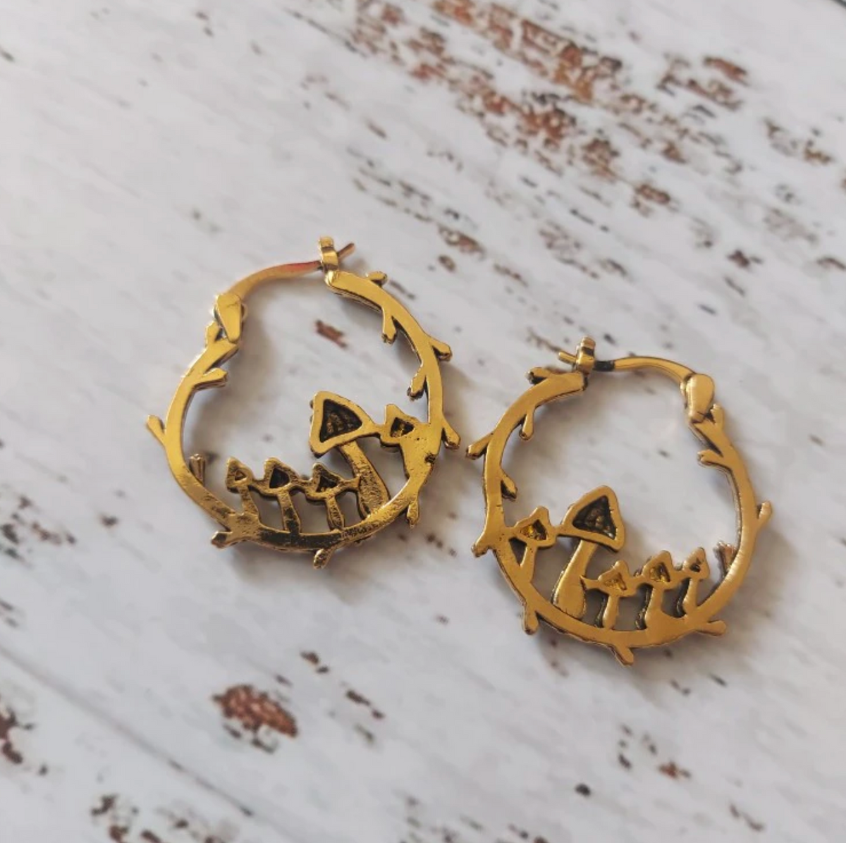 Mushroom Hoop Earrings
