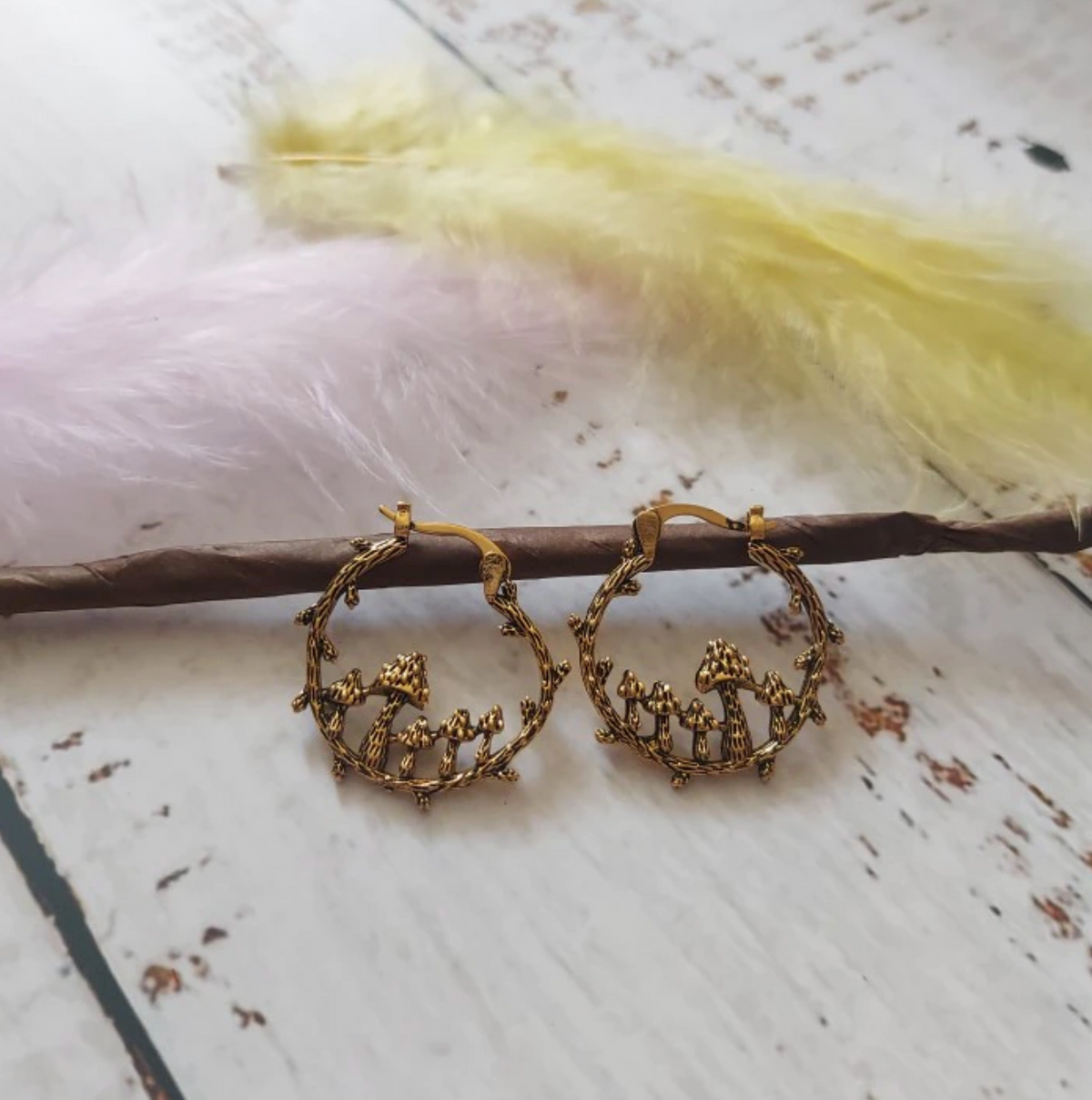 Mushroom Hoop Earrings