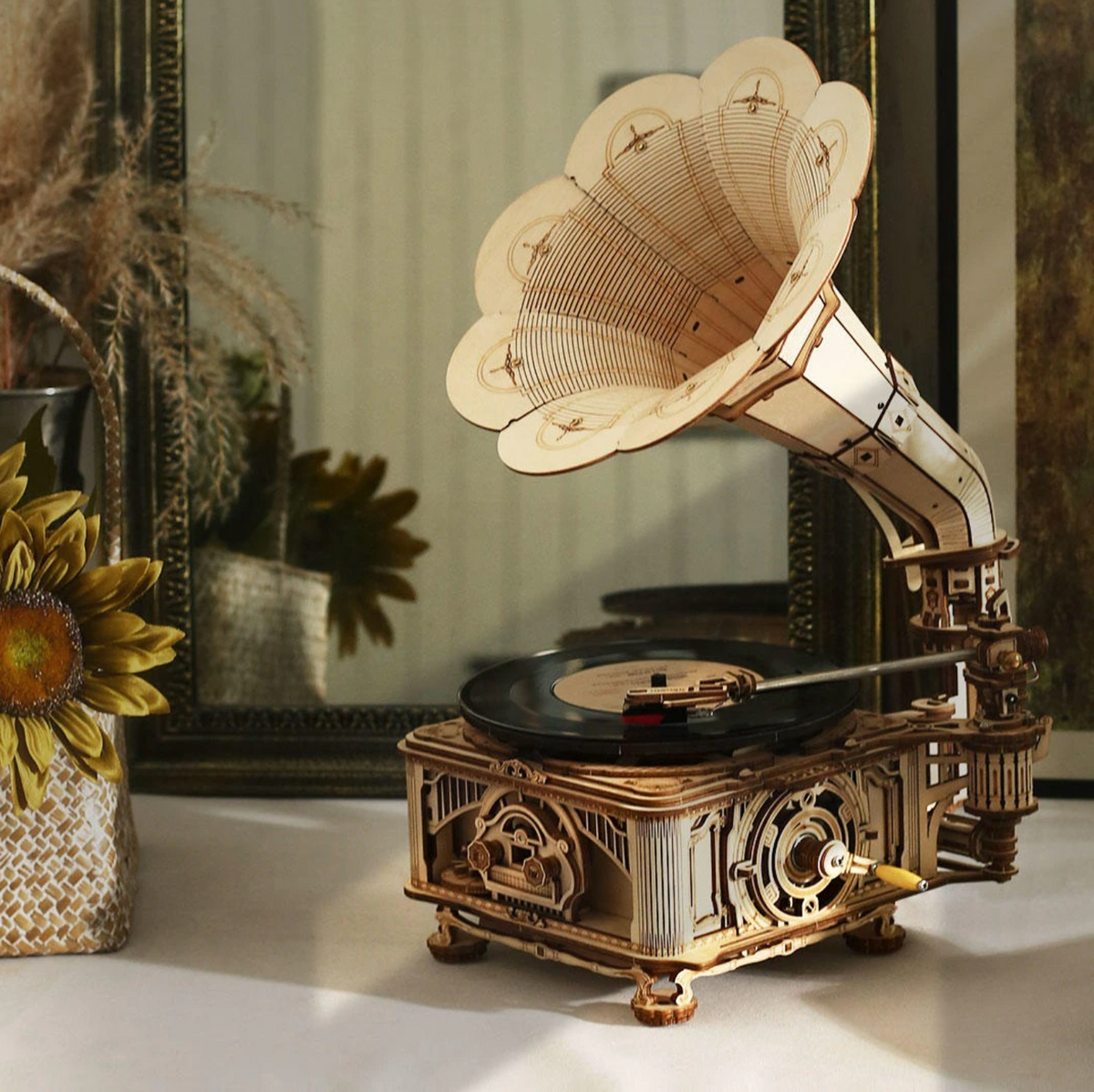 DIY Hand Crank Gramophone Wooden Model Kits