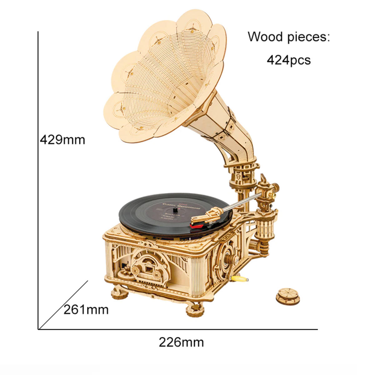 DIY Hand Crank Gramophone Wooden Model Kits